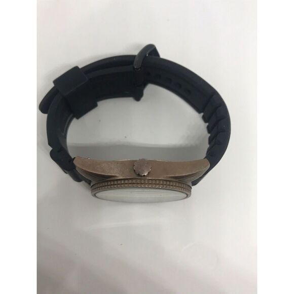 Fossil Jr1193 Men's Black Silicone Analog Beige Dial Quartz Genuine Watch No20 - Picture 6 of 10